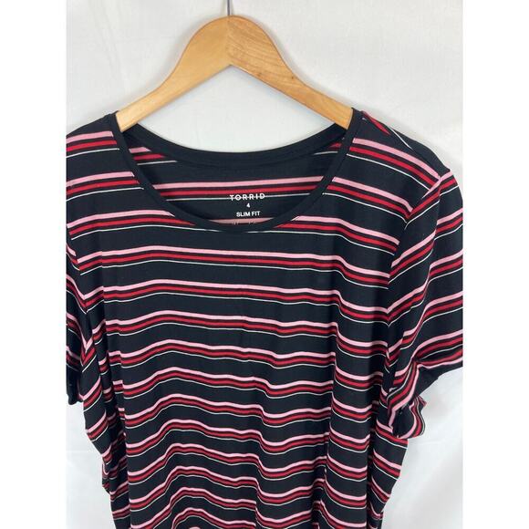 Torrid Slim Fit Feather Light Slub Crew Neck Raglan Cuffed Sleeve Tee Size 4X - Picture 6 of 8